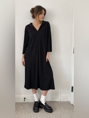 chinese dress ladies COS Pleated Knitted Maxi Dress Navy – The Dress Nook